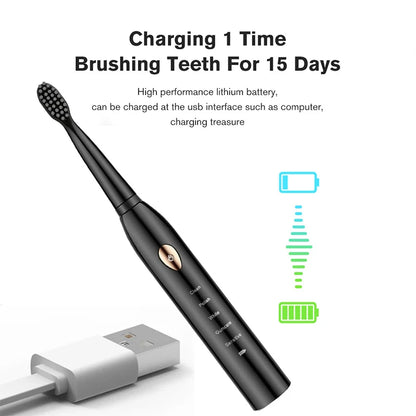 Rechargeable R.E.D. electric toothbrush with 5 modes, waterproof design, and 30-day battery life, ideal for effective oral care.