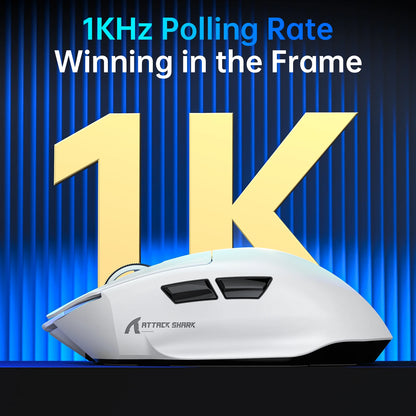 Attack Shark V6 Tri-mode Gaming Mouse – 25000 DPI, RGB, Magnetic Charging, Ergonomic