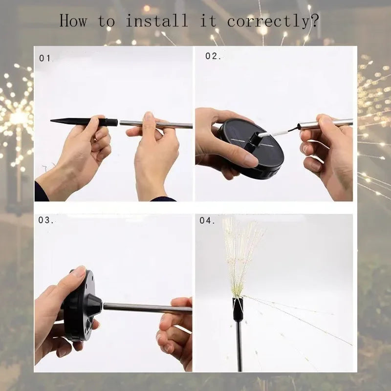 Solar Fireworks Fairy Lights – LED Dandelion Globe String Lights for Garden & Lawn