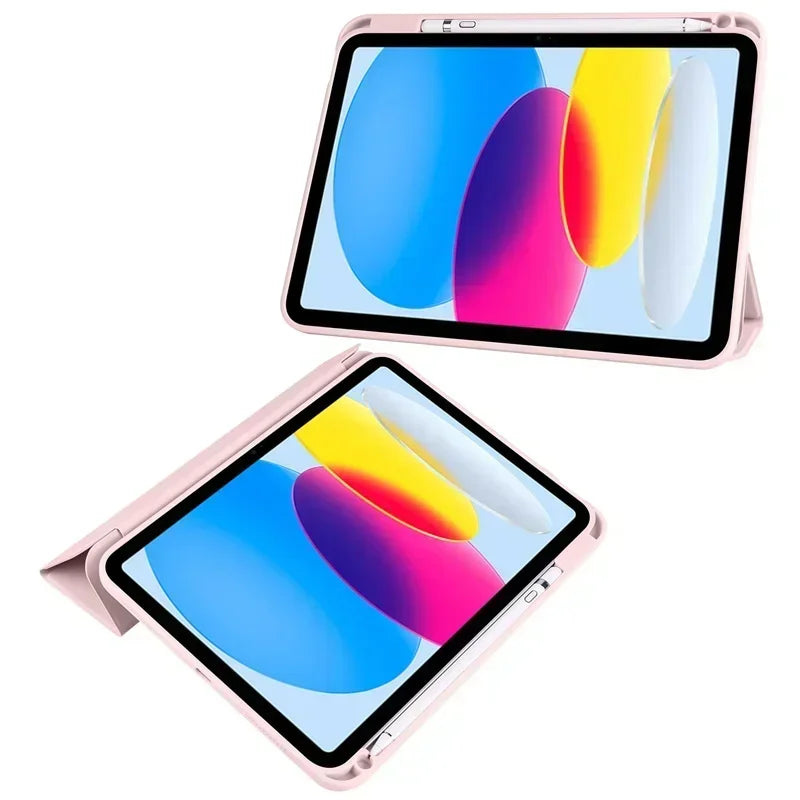 iPad Case with Pen Holder – Trifold Acrylic Clear Back Cover for iPad 9.7–11"