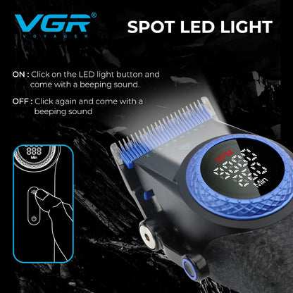 VGR V-001 Professional Hair Clipper – 9000RPM, 21-Speed, DLC Blades, 300min, USB
