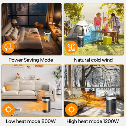Electric Space Heater 1500W – Energy Saving Hot Air Heater with Remote Control & Timer