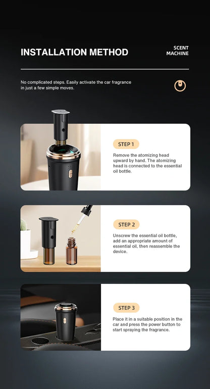 Namste Car Air Freshener | 50m³ Waterless Aroma Diffuser | Essential Oils | Aluminum | USB-C | Black