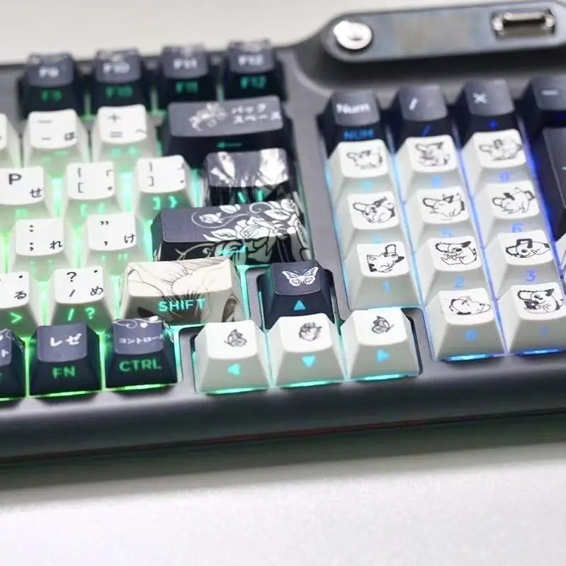 Chainsaw Man Anime Keycaps – PBT Dye-Sub, Cherry Profile, 74–140 Keys, for Mechanical Keyboard