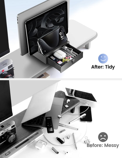 Vaydeer Vertical Laptop Stand with Drawer — 4-in-1 Dual Slot Adjustable Holder