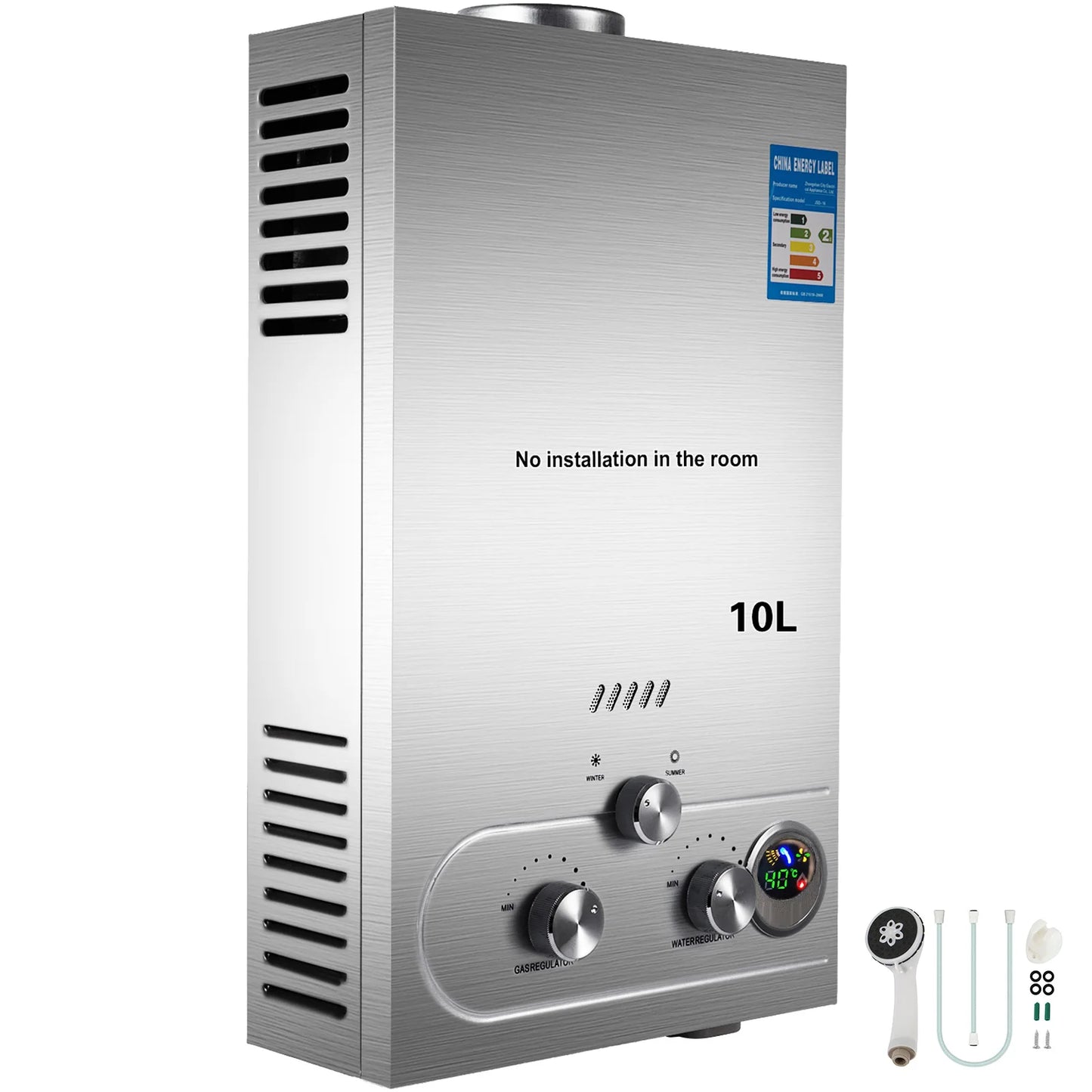 VEVOR 6–18L LPG Propane Tankless Water Heater | Shower Kit Included | CE Certified