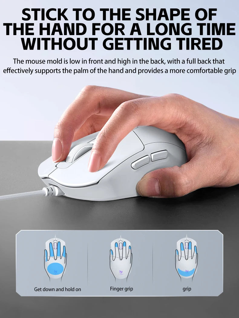 OBAME Wired Gaming Mouse – 6-Key RGB Backlight, Anti-Slip Sticker Design