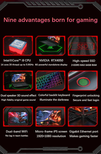 GPD 16.1" Gaming Laptop – NVIDIA RTX 4050 6G, Intel i9-13900H/i5-12450H, up to 32GB DDR5, 144Hz