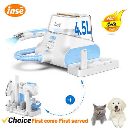 INSE P30 Dog Grooming Vacuum Kit – Ultra-Low Noise, 4.5L, Pet Clipper & Hair Cleaner