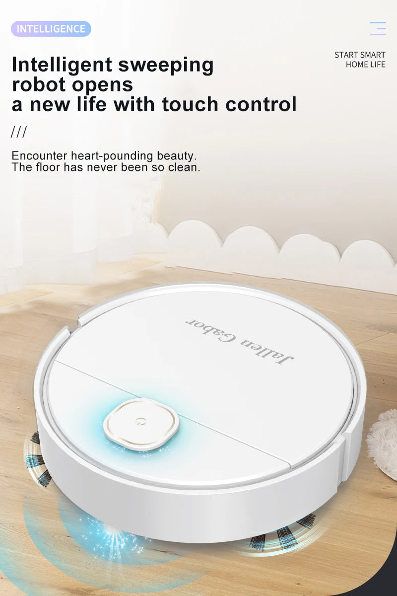 Red 3-in-1 smart sweeping robot for home, wireless vacuum cleaner with sweeping and vacuuming functions, ideal for household use.
