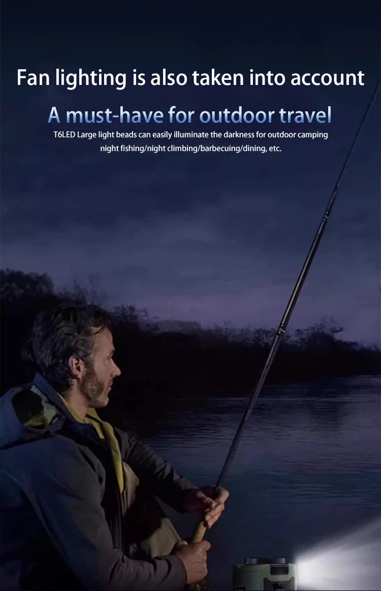 Portable Waist Fan | Hanging Neck Fan | 5-Speed | LED Light | 10000/20000mAh | Sports & Outdoor