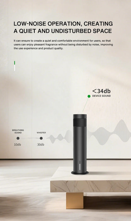 NAMSTE Smart Aroma Diffuser 120ml – 200m³ Coverage, Waterless, CE | Silver/Black EU Plug