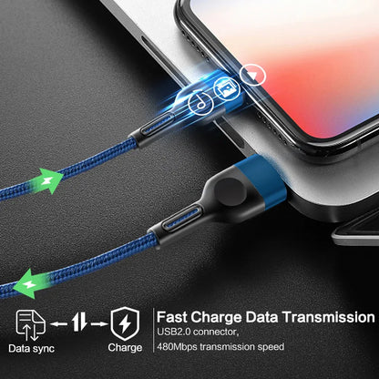 5A USB to Type-C Fast Charging Cable – Nylon Braided, for iPhone, Samsung, Xiaomi, Huawei