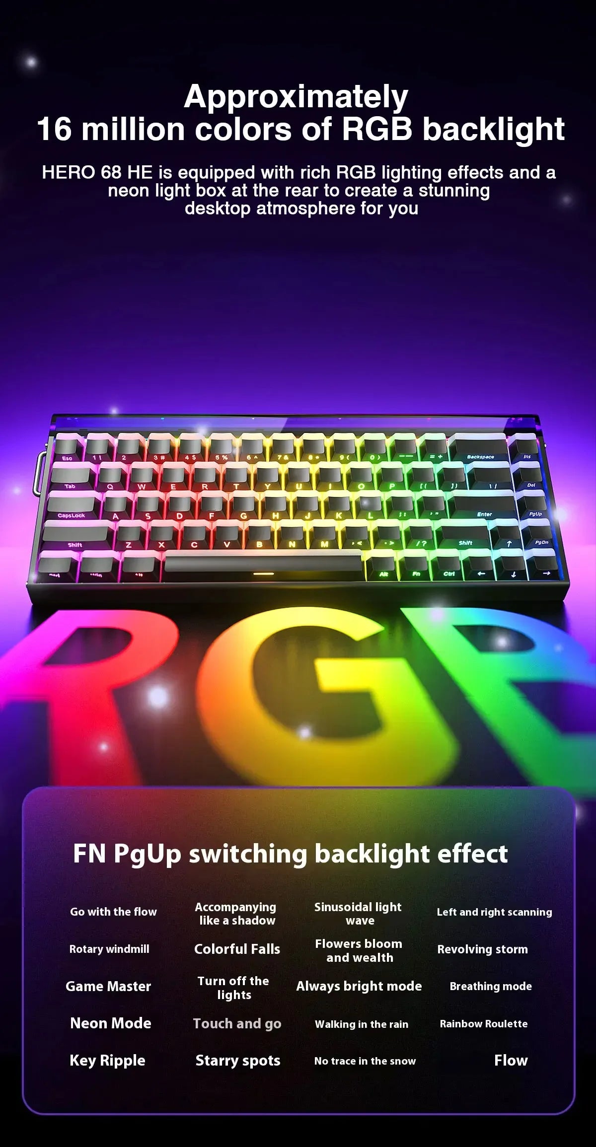 AULA HERO 68HE Magnetic Switch Keyboard – Rapid Trigger, 8K Polling, Hot-Swap, RGB, 68% Layout