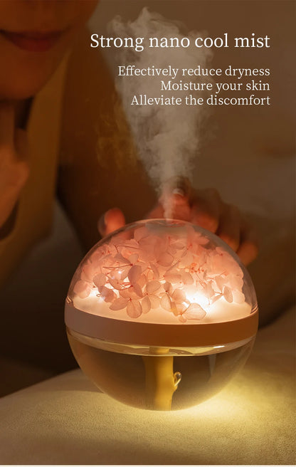 USB Rechargeable Air Humidifier 270ml — 800mAh Battery, Colour LED Light, Mist Maker, Flower Design