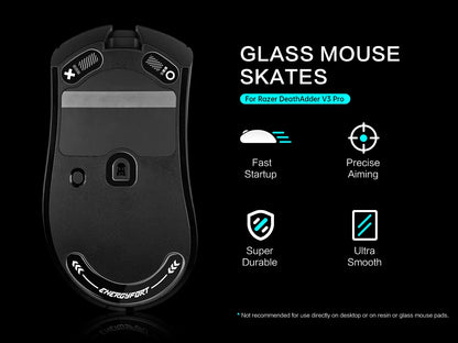 Glass Mouse Skates for Razer DeathAdder V3 Pro – Smooth Replacement Mouse Feet, Black & White