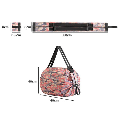 Foldable Nylon Shopping Bag with Handle – Large Capacity
