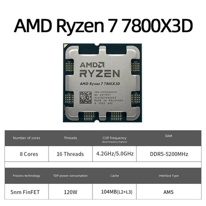 AMD Ryzen 7 7800X3D Gaming Processor – 8-Core, 5GHz, AM5, 3D V-Cache, DDR5