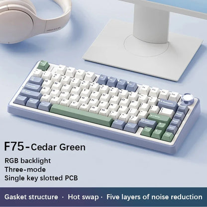 AULA F75 Mechanical Keyboard – 75% Layout, Tri-Mode (2.4G/BT/USB), RGB, Hot-Swap, PBT Keycaps