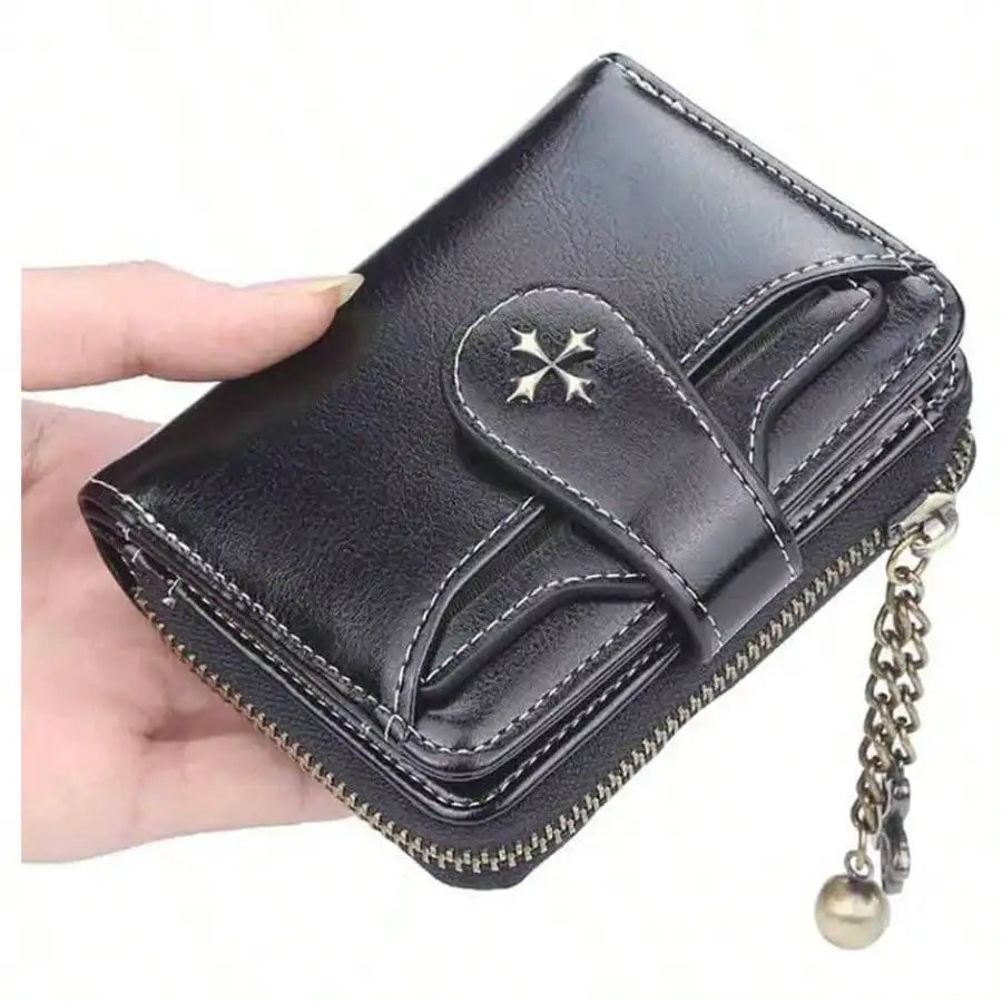 AEDG Retro Mini Leather Wallet with Zipper