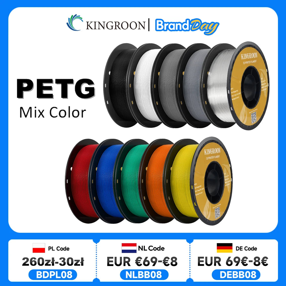 KINGROON PETG Filament 1.75mm – 5KG & 10KG Mixed Color Bundle