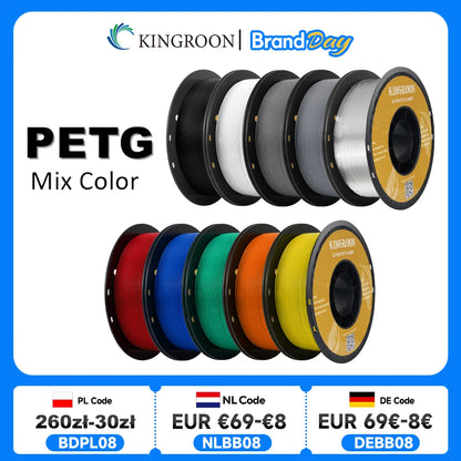 KINGROON PETG Filament 1.75mm – 5KG & 10KG Mixed Color Bundle