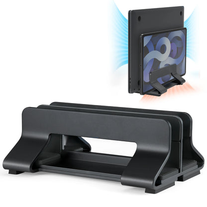 Aluminum Vertical Laptop Stand – Tool-Free, Adjustable 12–30mm, for MacBook, Lenovo, HP, Dell and More