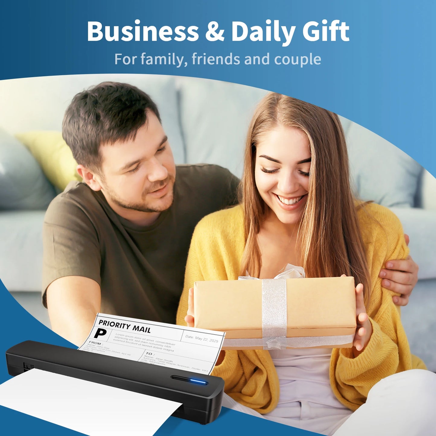 Portable A4 Wireless Inkless Thermal Printer – Bluetooth, 300DPI, 20ppm, Android & iOS