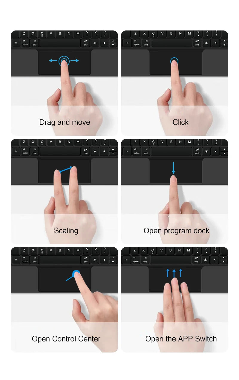 Magic Keyboard for iPad 11th Gen (A16) 2025 | Smart Case | Multi-Language | Black & White | 7 Languages