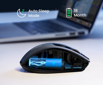 UGREEN MU006 Wireless Mouse – BT5.0 & 2.4G, 4000 DPI, 6 Silent Buttons, Ergonomic for MacBook & PC