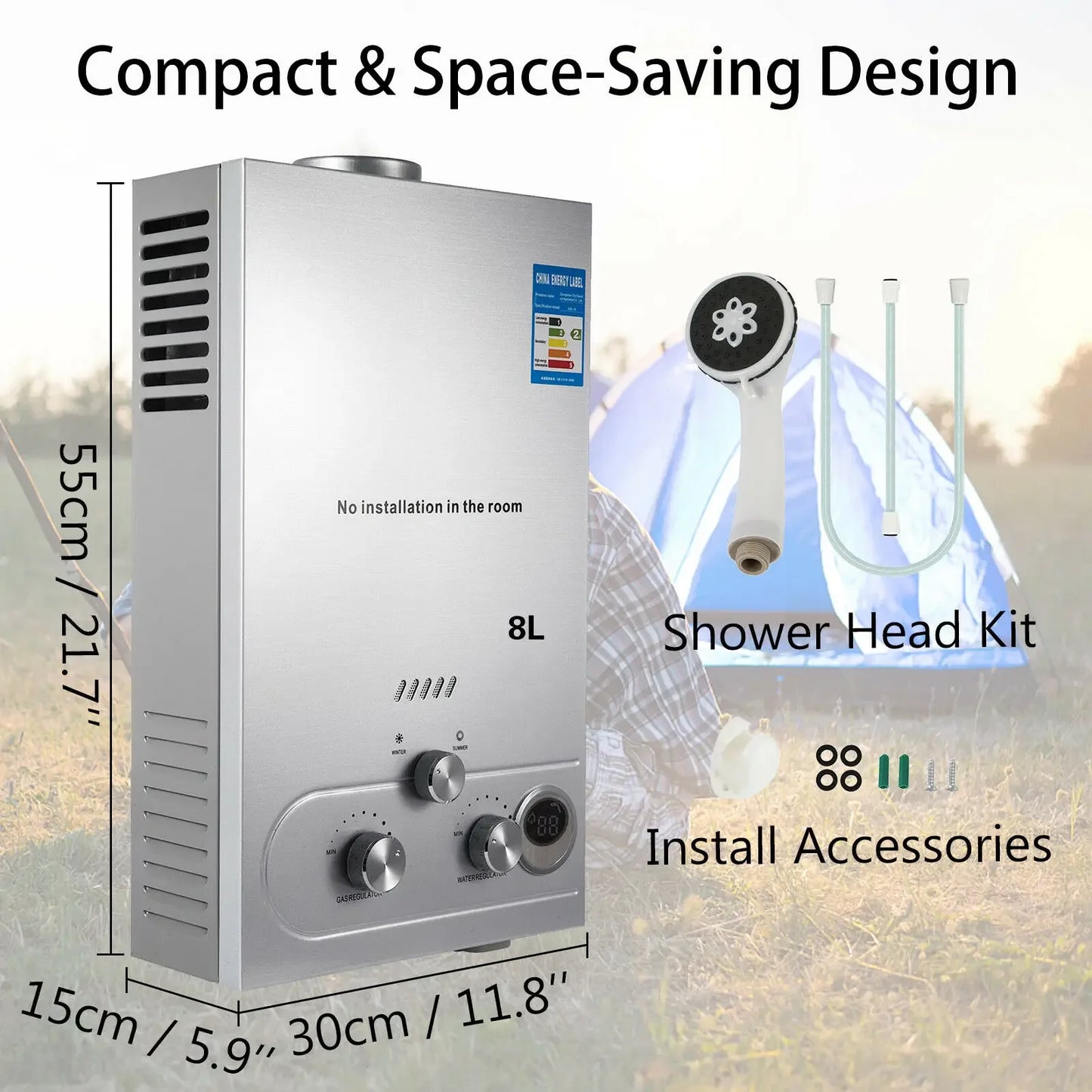 VEVOR LPG Gas Water Heater | Instant Tankless | 6L–18L | CE Certified | EU
