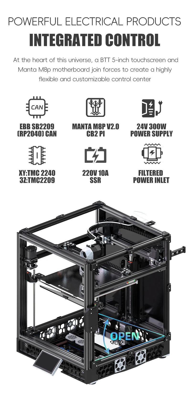 SIBOOR Voron Trident 3D Printer Kit – 4AWD, All HIWIN Rails, CNC Metal CoreXY
