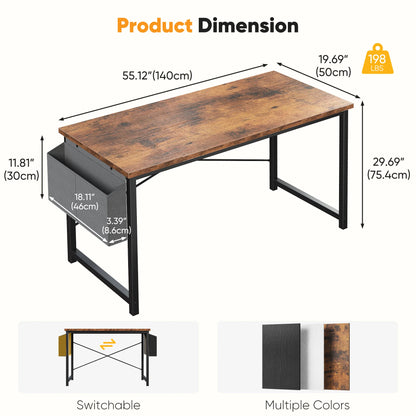 JHK 31–55" Adjustable Office & Gaming Desk – Metal Frame, Wood Tabletop & Storage Bag