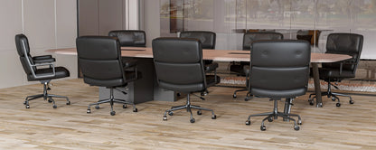 Ergonomic Executive Office Chair – Genuine Leather, Aluminum Arms, Swivel & Wheels