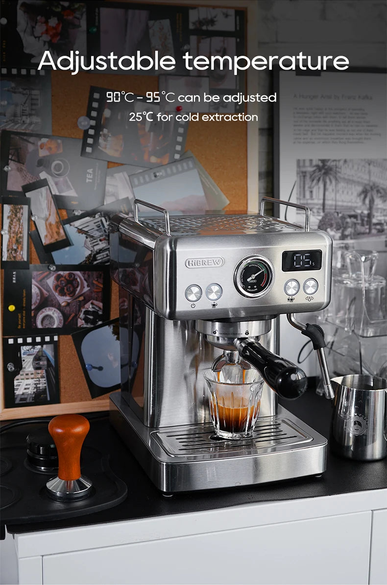 HiBREW H10A 20Bar Semi-Automatic Espresso Machine – 58mm Portafilter, Metal Case