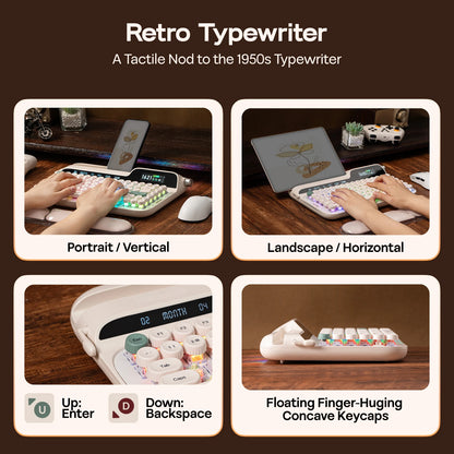 EPOMAKER Glyph 75% Mechanical Keyboard | Retro Typewriter | TFT Screen | Rotary Knob | Wired / 2.4GHz / BT