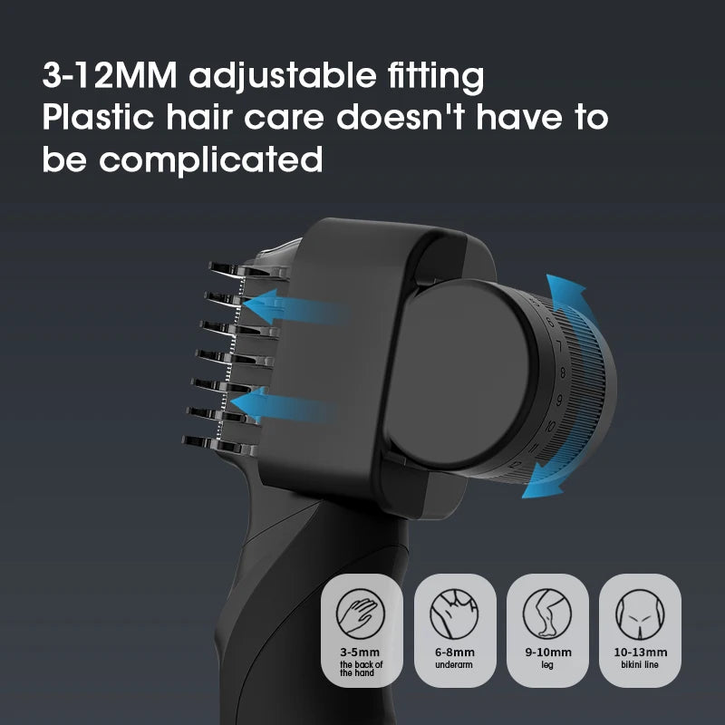 Body Hair Trimmer for Men | Groin & Pubic | Wet/Dry | V-Shaped Head | 2 Comb Attachments