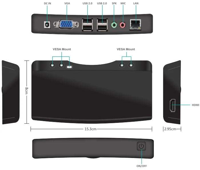 Linux ARM Thin Client Mini PC – FL120N, RDP 7.1 Remote Desktop, Mini Computer PC Station