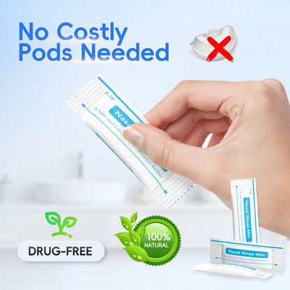 Electric Nasal Rinse Irrigator | 30 Salt Packets | Self-Cleaning | Sinus Relief