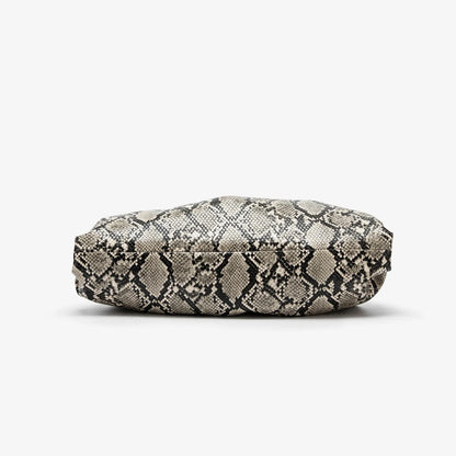Ruched Snake Pattern Dumpling Shoulder Bag