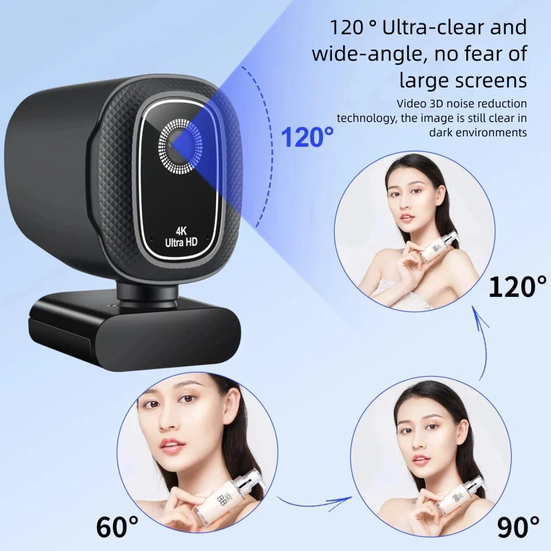4K Webcam with Microphone & Autofocus – 1080P/2K USB Web Camera for PC, Live Streaming & Online Meetings