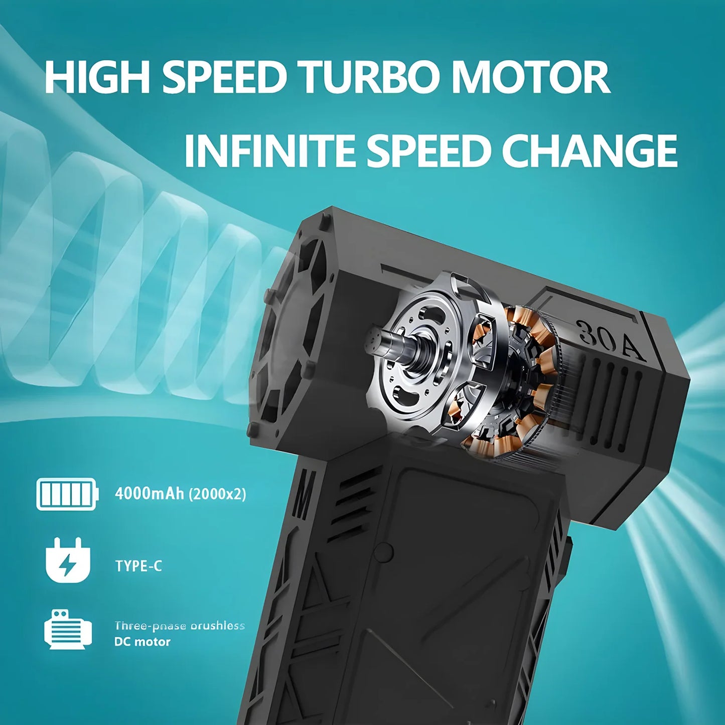 BESY S16 Electric Air Duster – 130,000RPM Brushless Motor, Handheld Turbo Fan for PC, Keyboard, Car