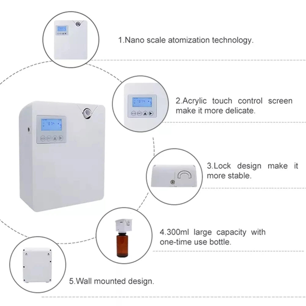 Waterless Aroma Diffuser 300ml — WiFi Control, Essential Oil, Timer Function, Home & Hotel