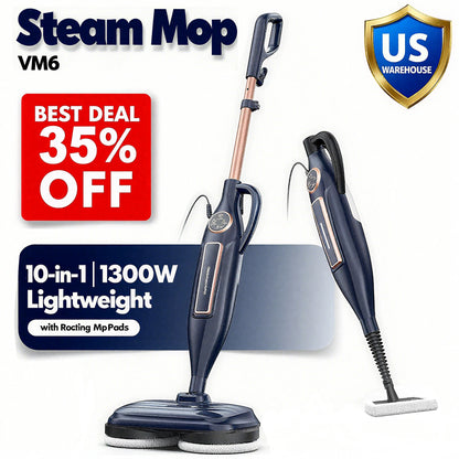 Devoac VM6 Steam Mop 10-in-1 – 1300W Rotating Mop Pad, LED, 330ml Tank, Hardwood & Laminate