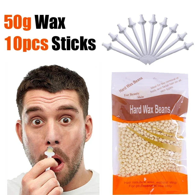 Hard wax beans for hair removal in 500g, 200g, or 50g sizes, professional waxing product from R.E.D. Shopping.