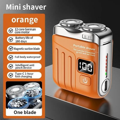 Portable Electric Shaver R-19 – 9000 RPM, Magnetic Blades, Wet & Dry, 180-Day Battery, LED Display