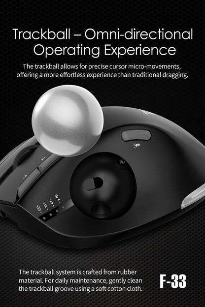 Wireless Bluetooth Trackball Mouse – RGB, 2.4G, Ergonomic, 3-Device Connection for PC & iPad