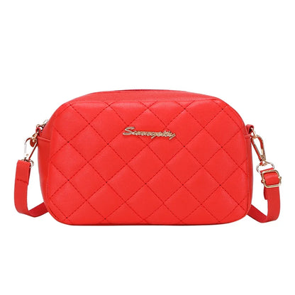 Tassel Diamond Grid Embroidery Crossbody Bag with Chain Strap