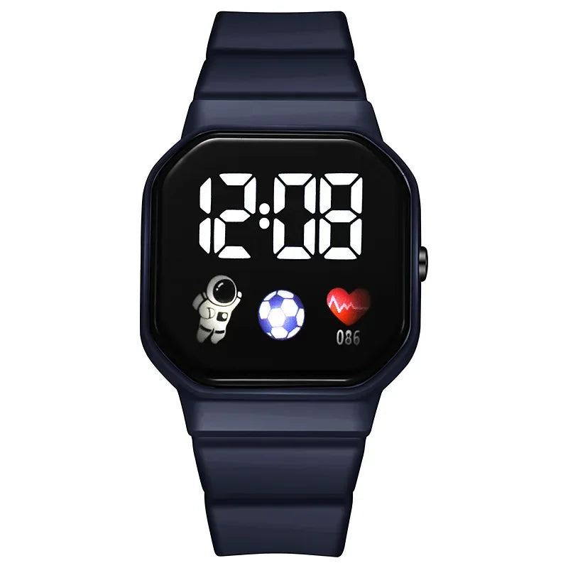 YIKAZE Kids LED Digital Watch – Silicone Strap, Cartoon Sport Wristwatch for Boys & Girls