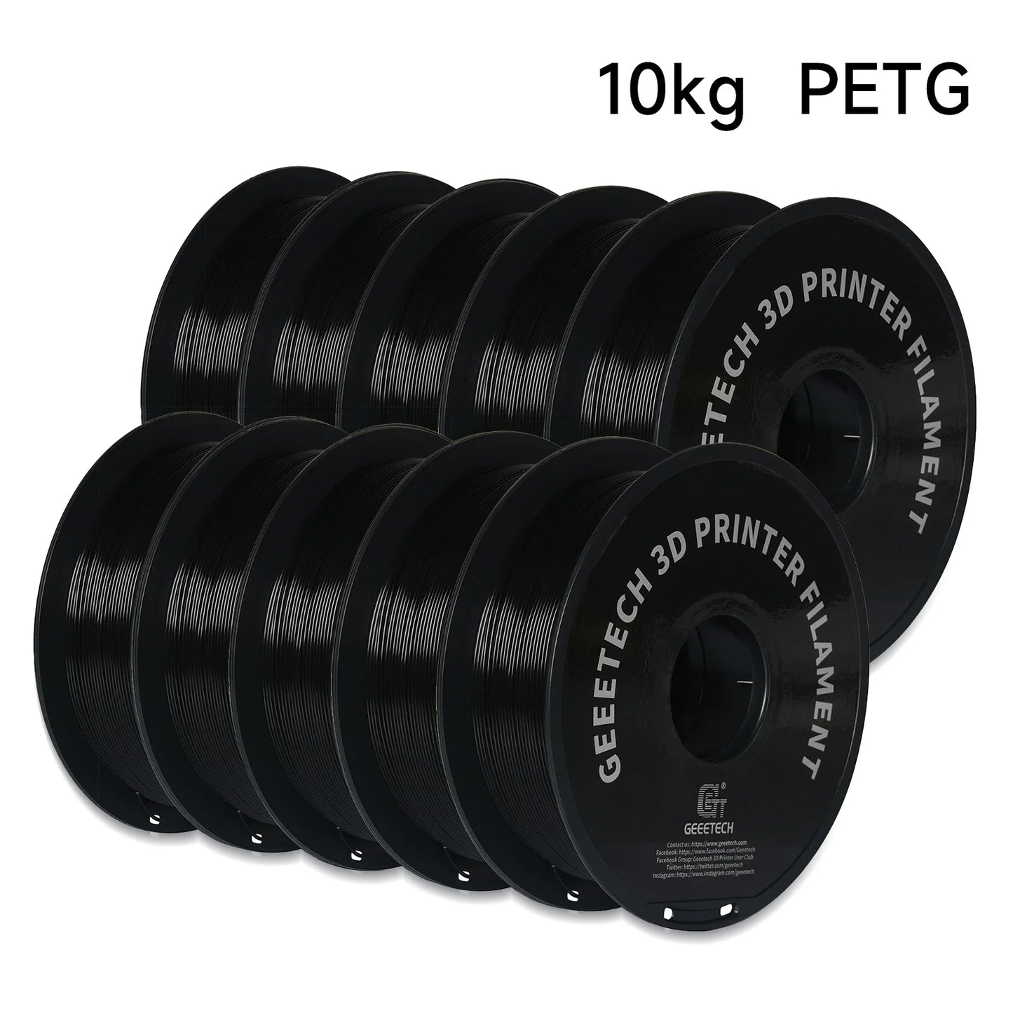 GEEETECH 3D Printer Filament – 10KG Box, 1.75mm Matte / PETG / Silk PLA / TPU / ABS, Safe Materials